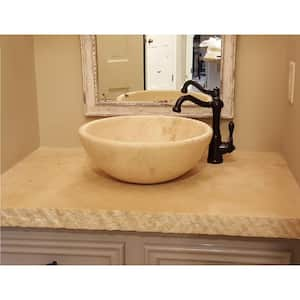 Round Natural Stone Vessel Sink in Beige