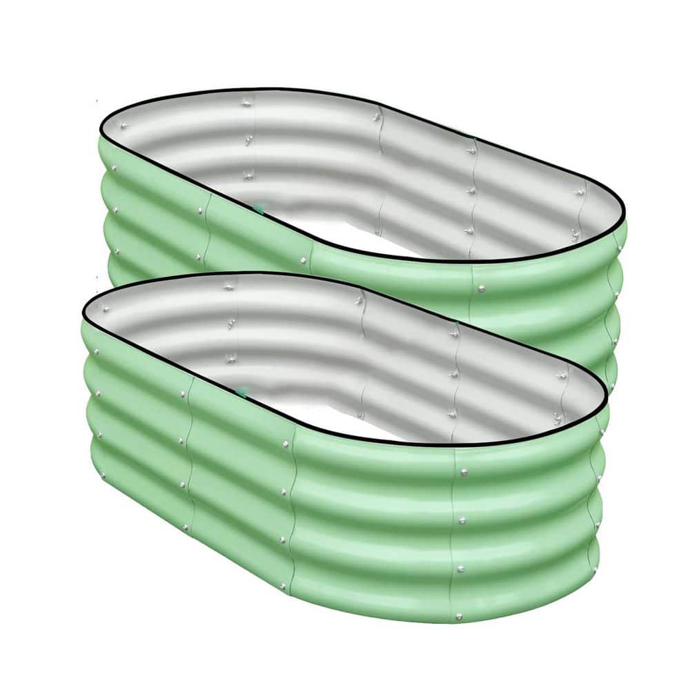 Galvanized Raised Garden Bed Outdoor 46 in. L x 23.6 in. W x 11.8 in. H Oval Metal Planter Box Green 2-Pieces price history on PriceWatchPro