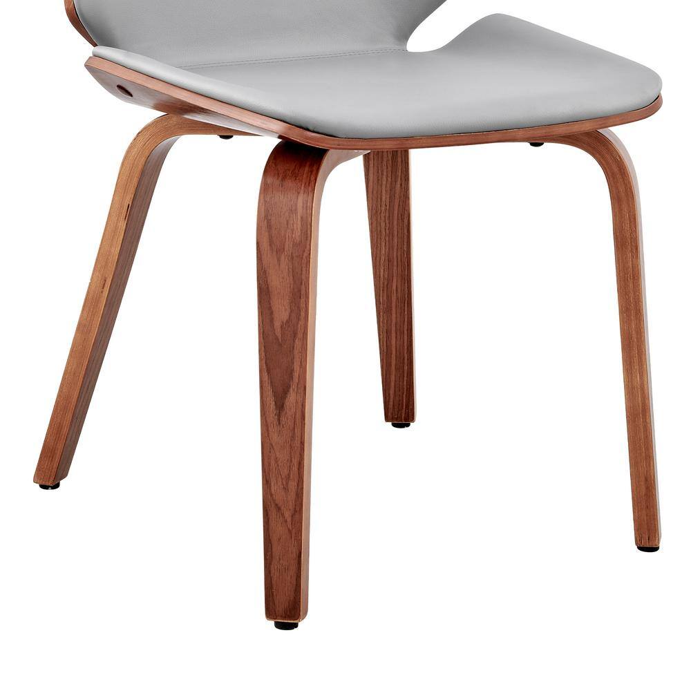 Gray Faux Leather & Walnut Wood Upholstered Side Chair