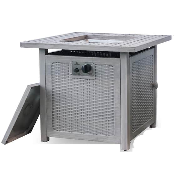 Unbranded 28 in. Square Metal Outdoor Patio Propane Fire Pit Table with Lid