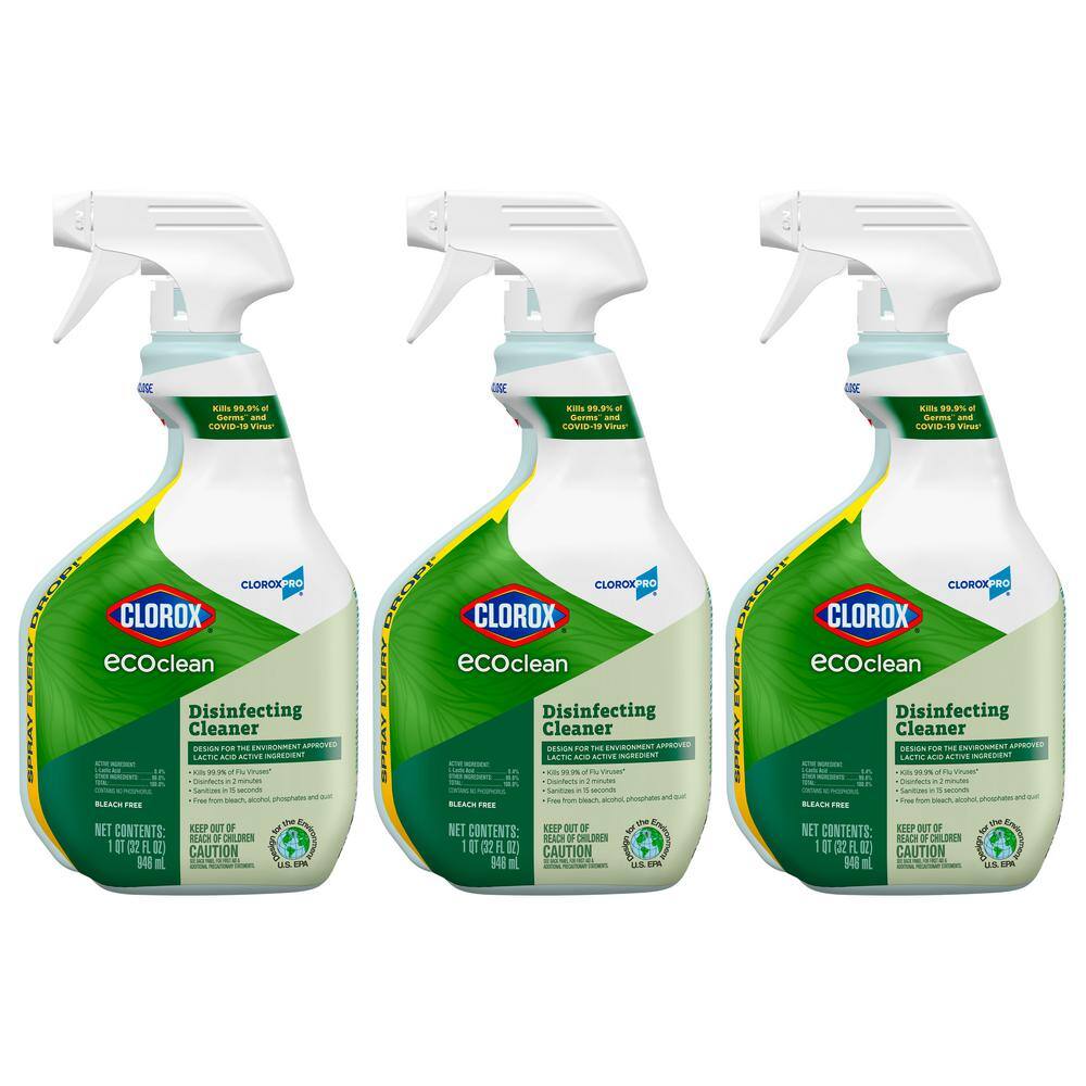 Clorox Pro EcoClean Disinfecting Cleaner, Unscented, 128 oz Refill Bottle,  4/Carton
