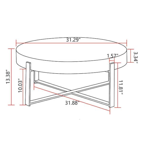 Sudzendf 31.29 in. Round Coffee Table, Fir Wood Table Top with Gold Cross Legs Base