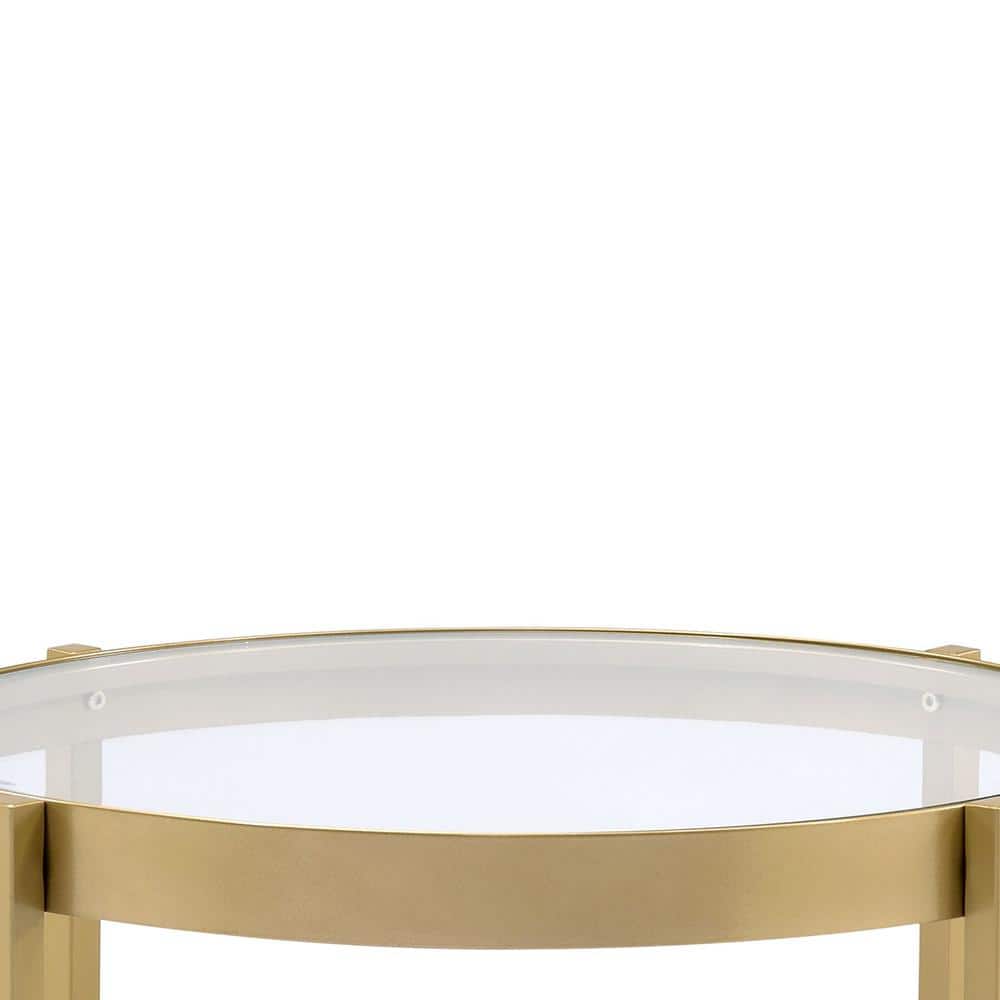 Charrot 24" Round Gold Metal and Glass End Table