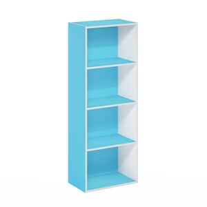 Luder 41.7 in. Light Blue/White 4-Shelf Standard Bookcase