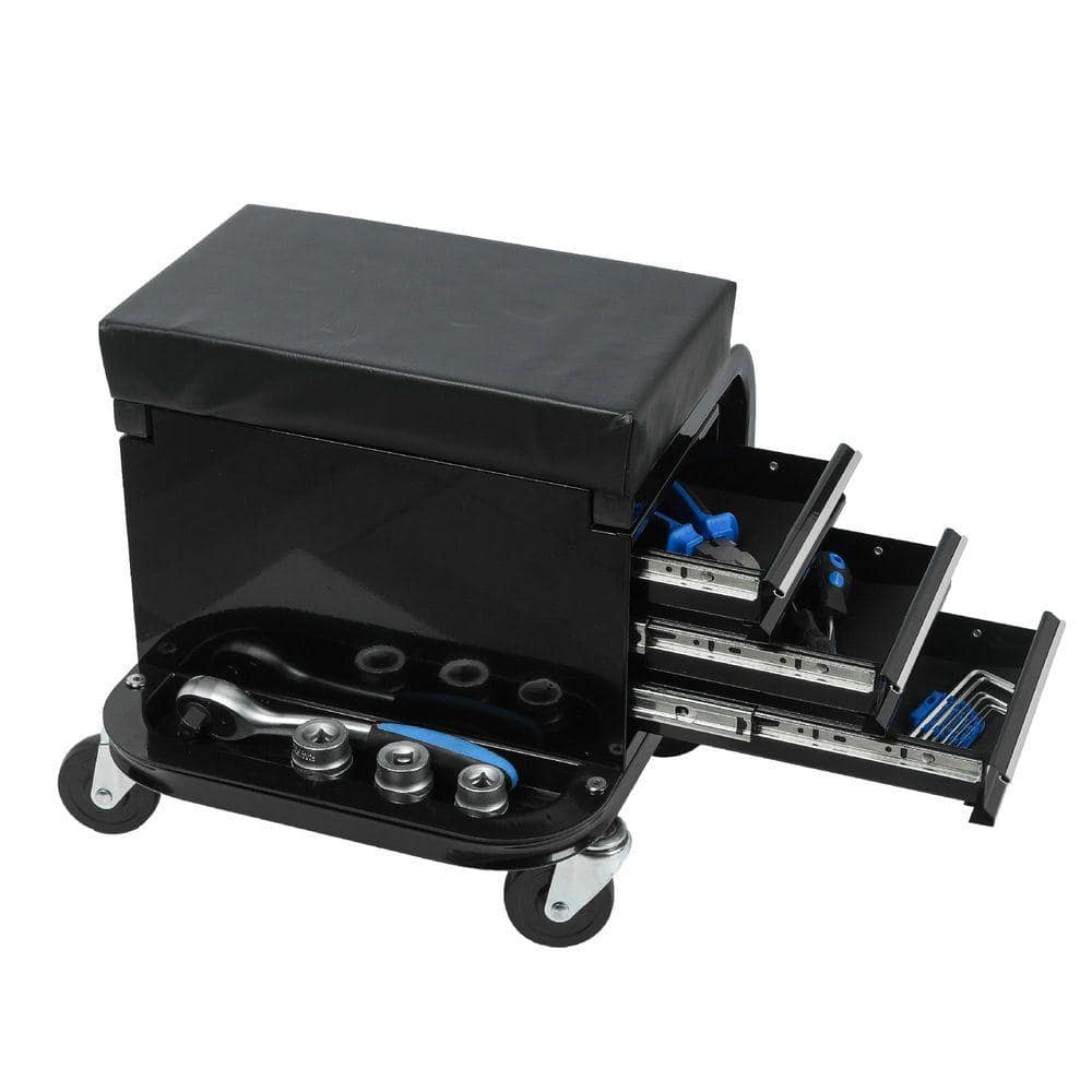 Damodpoy 350 lb. Capacity Black Steel Rolling Creeper, Garage