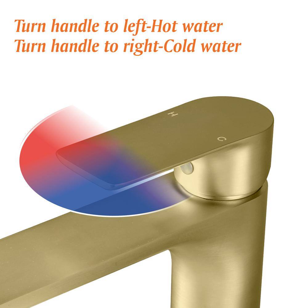 Brushed Gold Single Handle Low Arc Bathroom Faucet