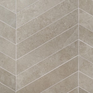 Iris Chevron Tortora 3.93 in. x 20.86 in. Matte Porcelain Floor and Wall Tile (6.71 sq. ft./Case)