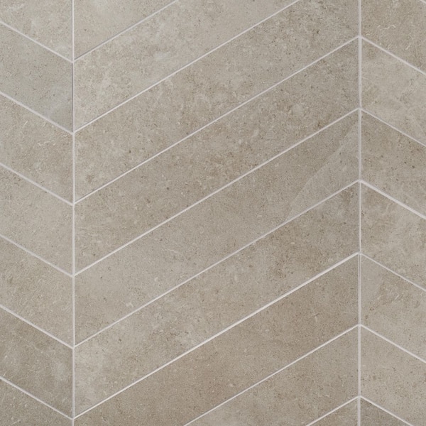 Ivy Hill Tile Iris Chevron Tortora 3.93 in. x 20.86 in. Matte Porcelain Floor and Wall Tile (6.71 sq. ft./Case)