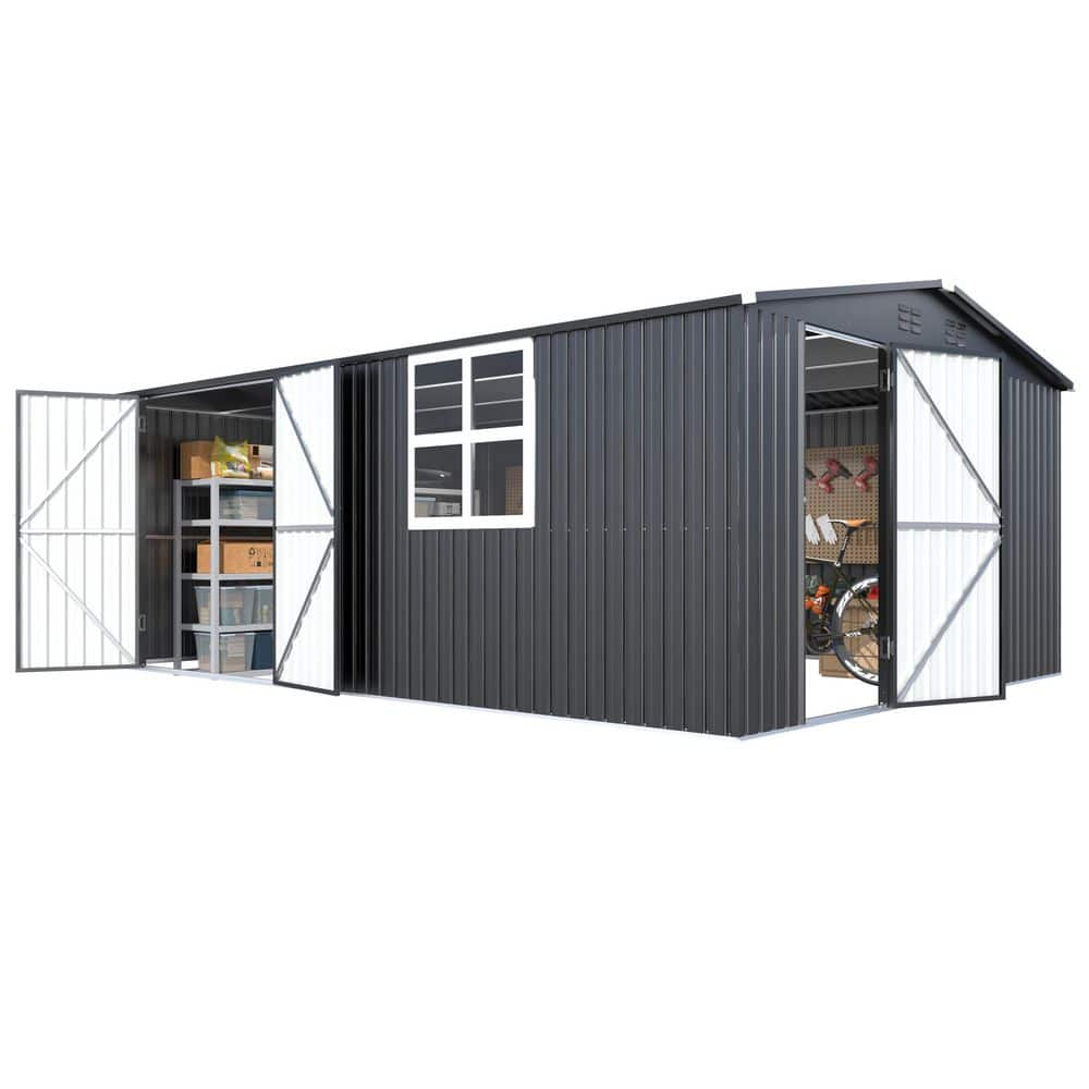 AECOJOY 16 ft. W x 12 ft. D Large Metal Outdoor Storage Shed