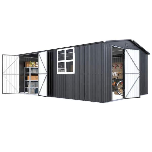 16 ft. W x 12 ft. D Large Metal Outdoor Storage Shed, Outdoor Storage Clearance with Windows