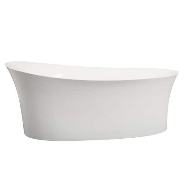 ROSWELL Loja 67 in. Acrylic Flatbottom Soaking Bathtub in White