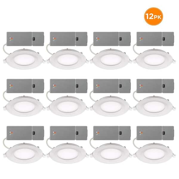 Commercial Electric 4 in. Adjustable CCT Integrated LED Canless Recessed Light Trim 650 Lumens Kitchen Bathroom Remodel Wet Rated (12-Pack)