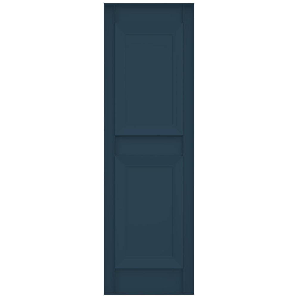 Classic Blue Vinyl Raised Panel Exterior Shutters, 51" x 14.75" (Set of 2)