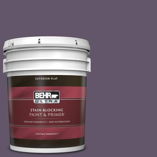 BEHR ULTRA 5 gal. #PPU17-04 Darkest Grape Flat Exterior Paint & Primer