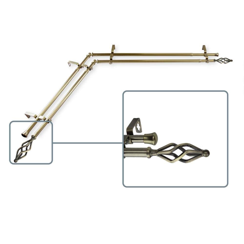 120 in. to 170 in. Adjustable 13/16 in. Corner Window Double Curtain Rod in