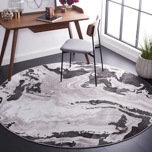 Amelia Charcoal/Grey 7 ft. x 7 ft. Abstract Gradient Striped Round Area Rug
