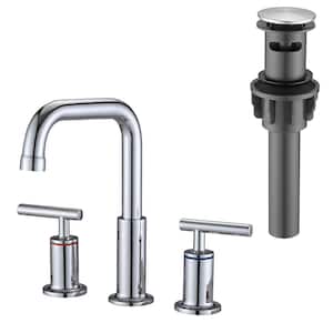 Fiona 8 in. Widespread 2-Handle Bathroom Faucet with Drain Kit Included in Polished Chrome
