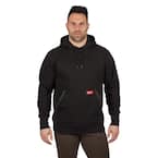 Men's 2X-Large Black Heavy-Duty Cotton/Polyester Long-Sleeve Pullover Hoodie