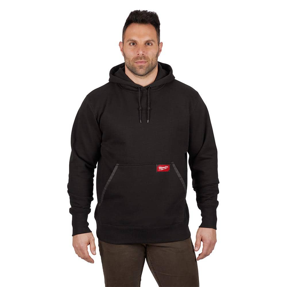 Milwaukee Men's Large Black Heavy Duty Cotton/Polyester Long-Sleeve  Pullover Hoodie 350B-L The Home Depot