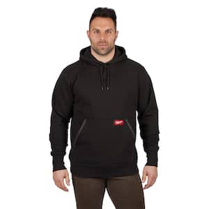 Men's Small Black Heavy-Duty Cotton/Polyester Long-Sleeve Pullover Hoodie