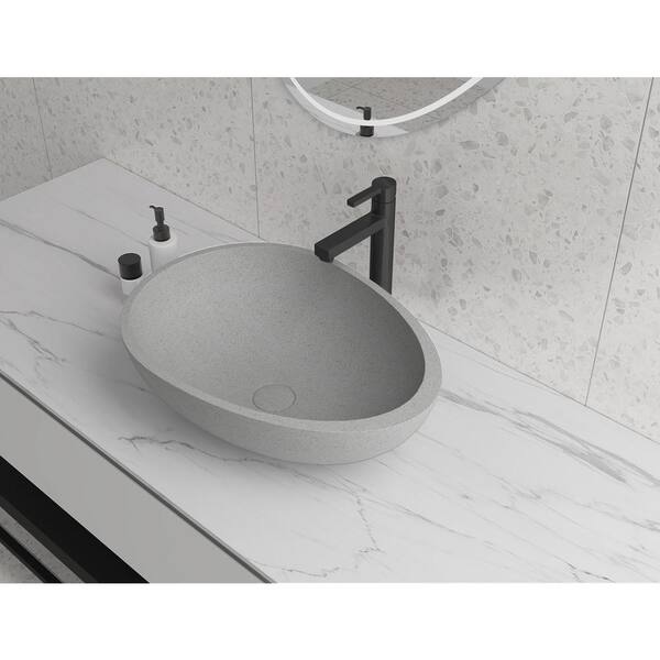 Zeus & Ruta Egg Shape Concrete Vessel Bathroom Sink in Grey without ...