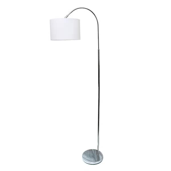 66 in. Arched Brushed Nickel Floor Lamp with White Shade LF2005-WHT ...