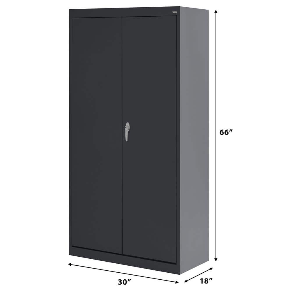 Black 66'' Freestanding Lockable Steel Office Cabinet