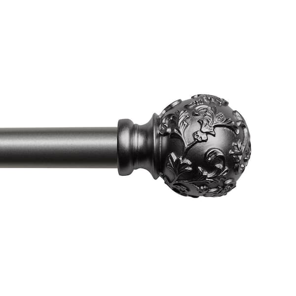 Vine 66 in. - 120 in. Adjustable Length 1 in. Dia Curtain Rod Kit Gunmetal Finial