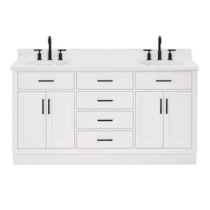 Hepburn 67 in. W x 22 in. D x 36 in. H Double Freestanding Bath Vanity in White with Pure White Quartz Top