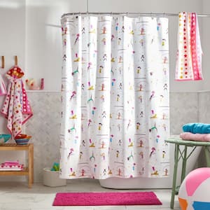 Company Kids Little Gymnasts Organic Cotton Percale 72 in. Kids Shower Curtain