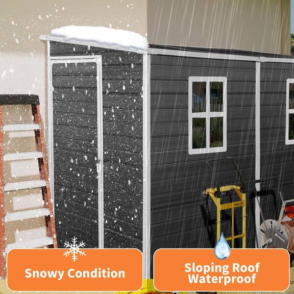 ToolCat 4 x 8 ft. Outdoor Waterproof Resin Storage Shed with Floor