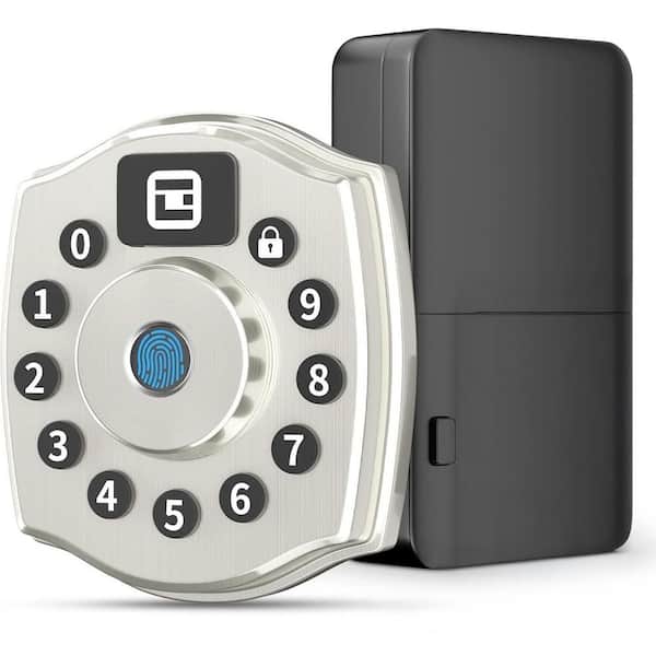 5-in-1 Aluminum Smart Lock Deadbolt with Biometric, Anti-Peep Keypad, App & IC Card Access in Silver, IP65