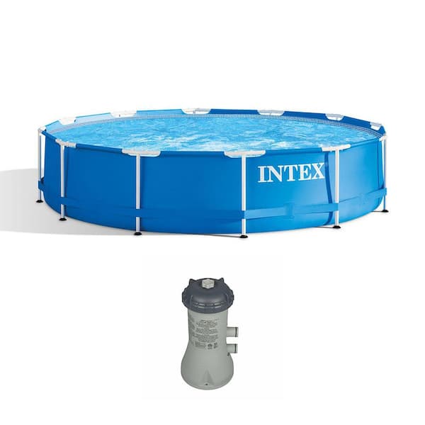 Intex 12 ft. x 30 in. Above Ground Swimming Pool with Cartridge Filter ...