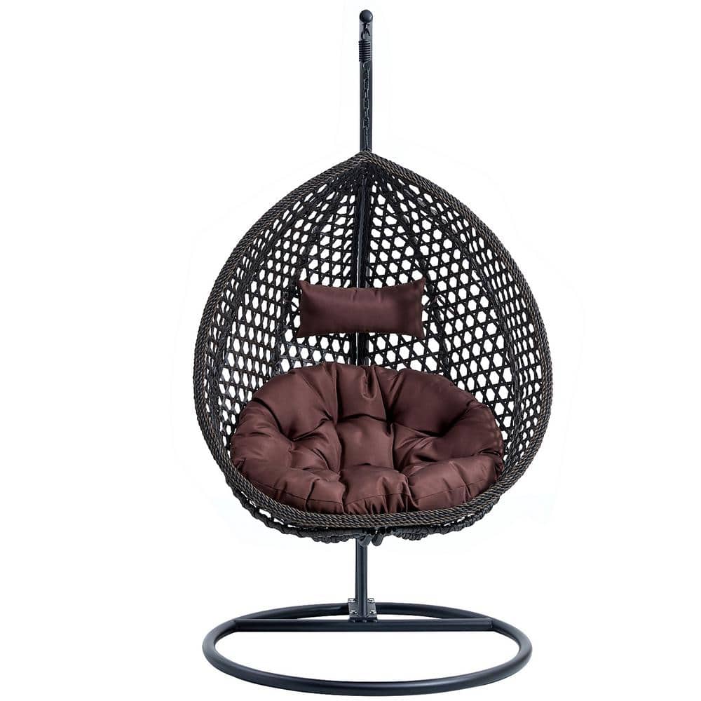 40 in. W Black Wicker Patio Swing with Brown Cushion For Patio Balcony, Backyard, Bedroom price history on PriceWatchPro