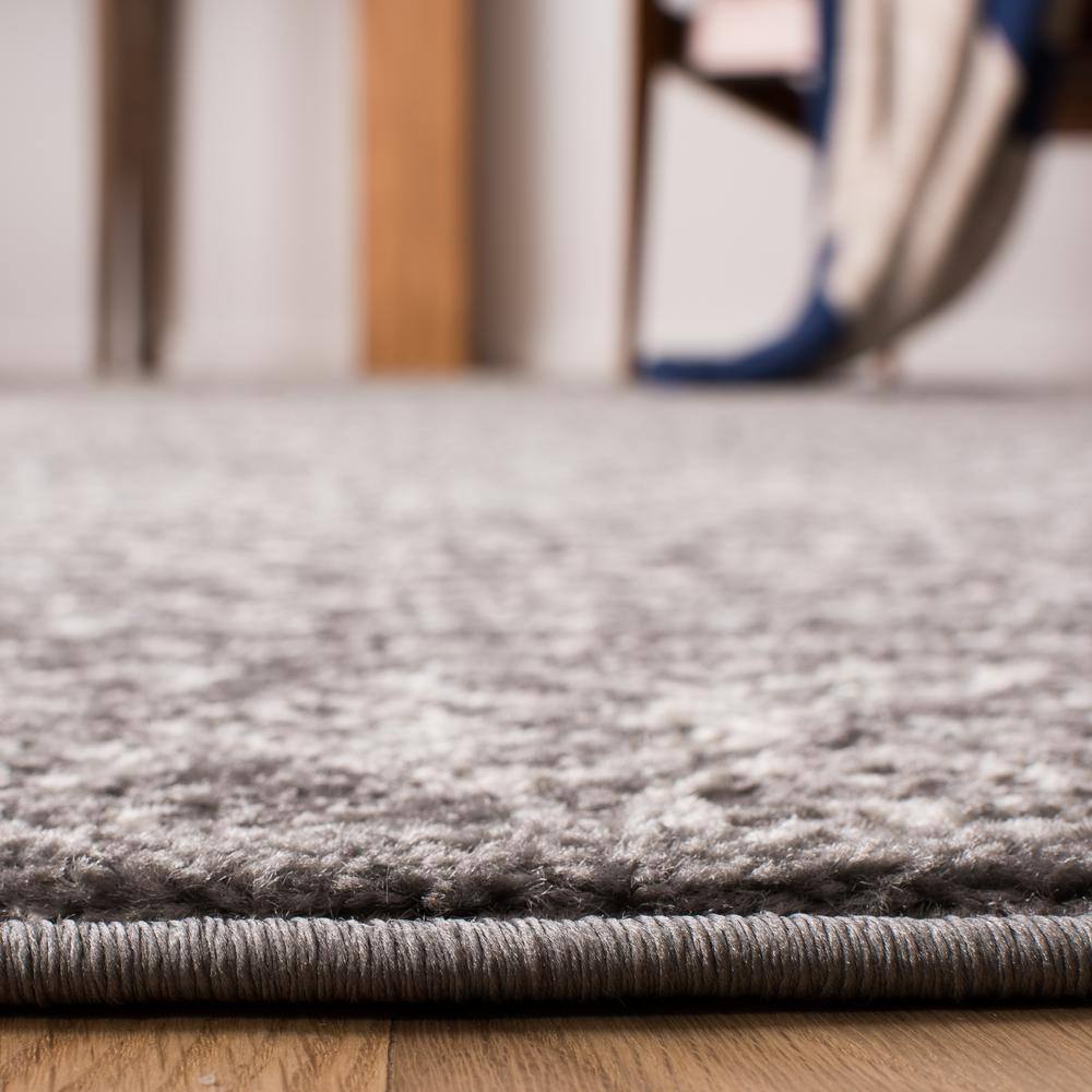 Dark Grey and Ivory Geometric Wool Area Rug, 9' x 12'