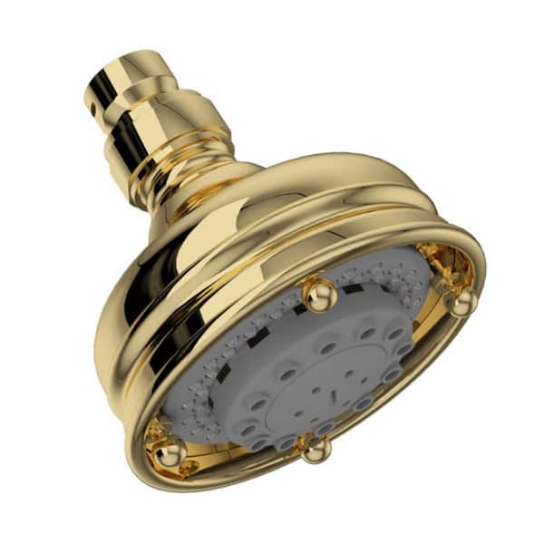 ROHL 3-Spray Patterns 4.09 in. Wall Mount Fixed Showerhead in Unlacquered Brass