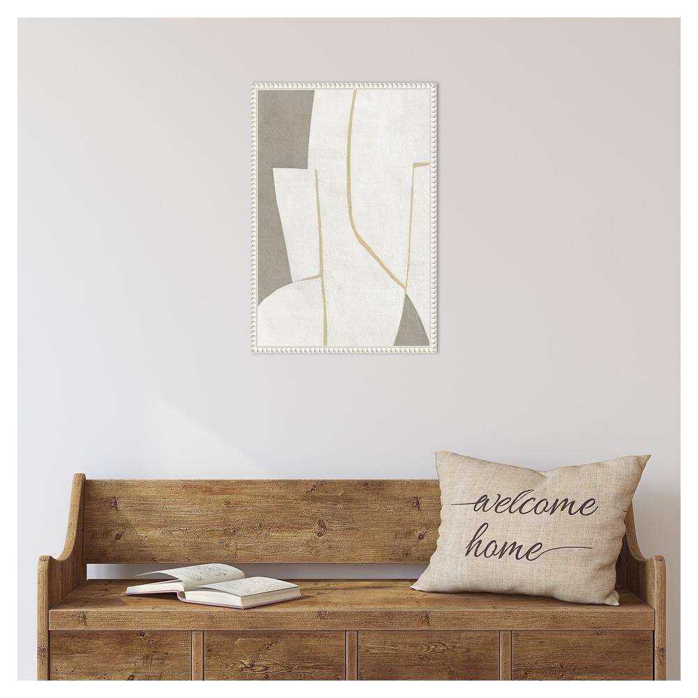 Small White and Gray Abstract Canvas Print with Beaded Frame