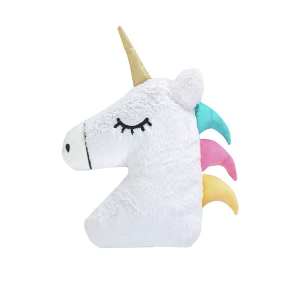 LEVTEX HOME Chantal Multicolor Plush Unicorn 16 in. x 12 in. Throw Pillow