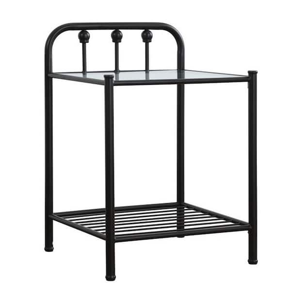 Benjara 28.5 in. Black 0-Drawer Metal Nightstand