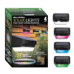 Solar Powered Fence Lights 0.2-Watt Equivalent Integrated LED Black Outdoor Path Light Wall Pack Light (4-Pack)
