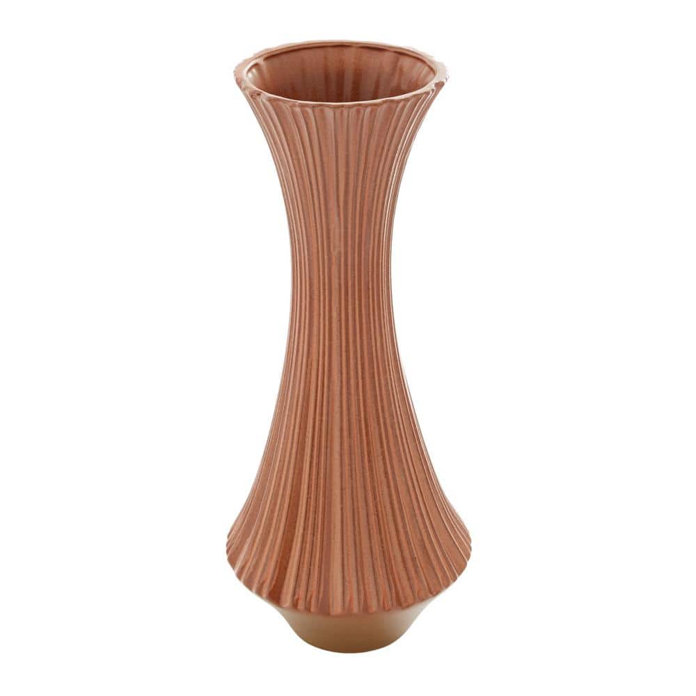 Elegant Hourglass Orange Ceramic Vase 8"x20"