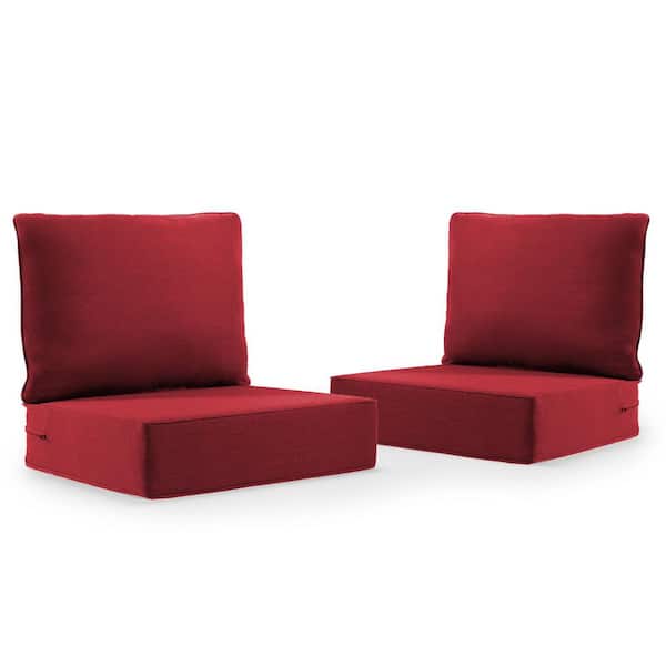 22 in. x 24 in. x 6 in. 4-Piece Olefin Deep Thick Seating Outdoor Lounge Chair Sofa Replacement Cushion Set in Red