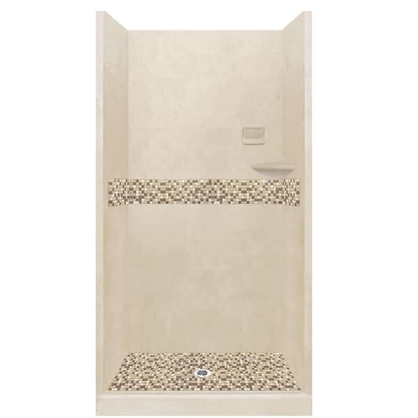 American Bath Factory Roma 48 in. L x 42 in. W x 80 in. H Center Drain Alcove Shower Kit with Shower Wall and Shower Pan in Desert Sand