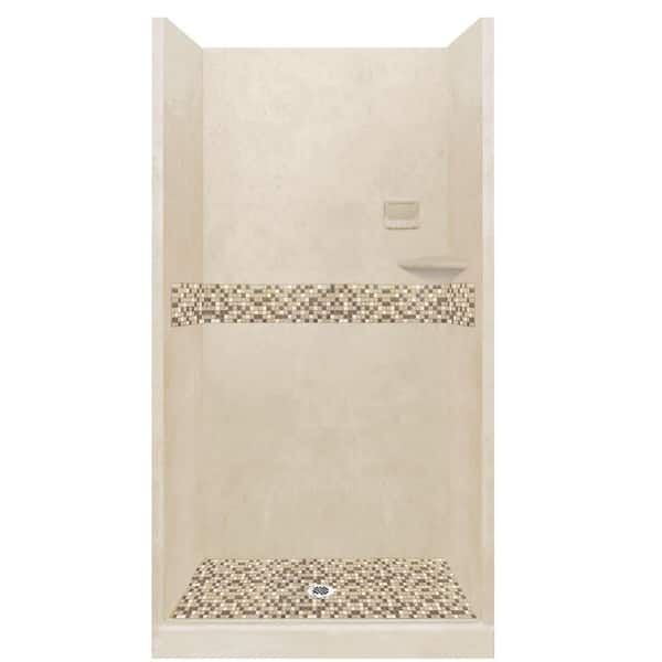 American Bath Factory Roma 36 in. L x 36 in. W x 80 in. H Center Drain Alcove Shower Kit with Shower Wall and Shower Pan in Desert Sand