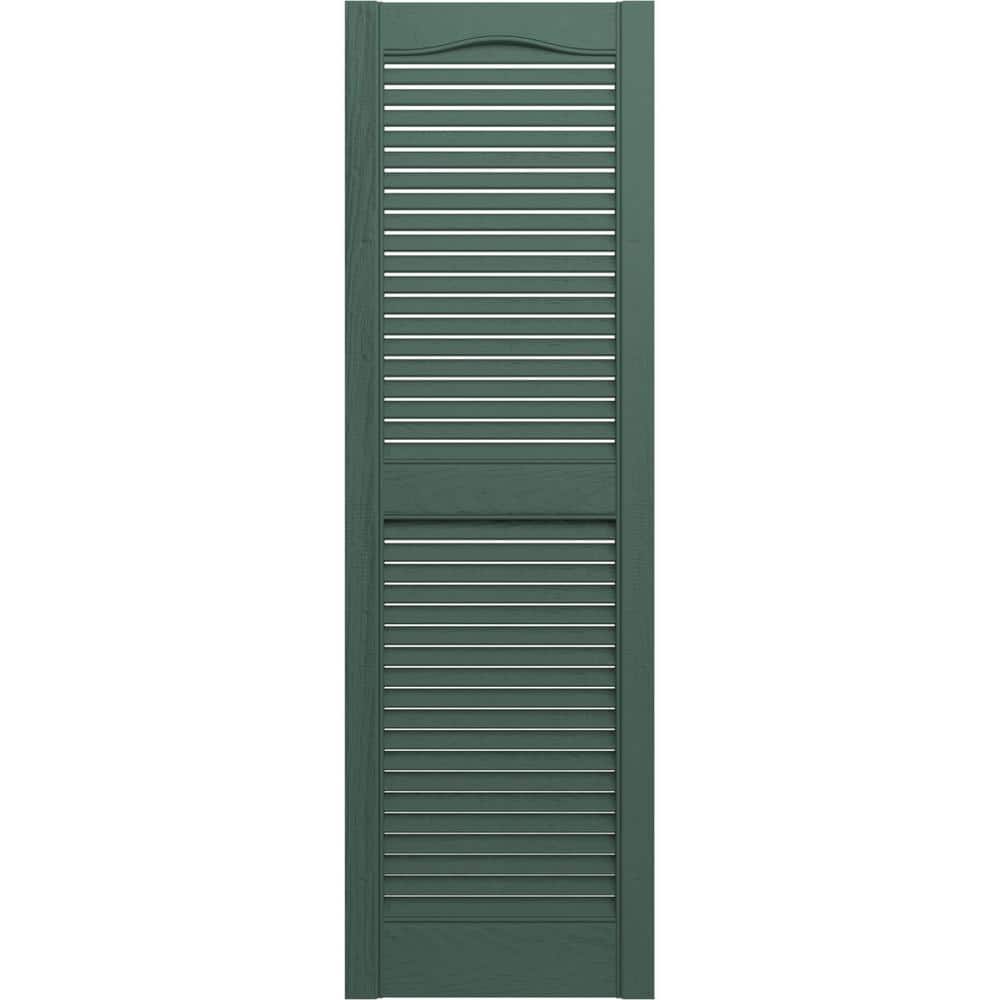 Builders Edge 12 in. x 48 in. Louvered Vinyl Exterior Shutters Pair in
