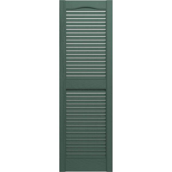 Builders Edge 12 in. x 52 in. Louvered Vinyl Exterior Shutters Pair in Forest Green 010120052028