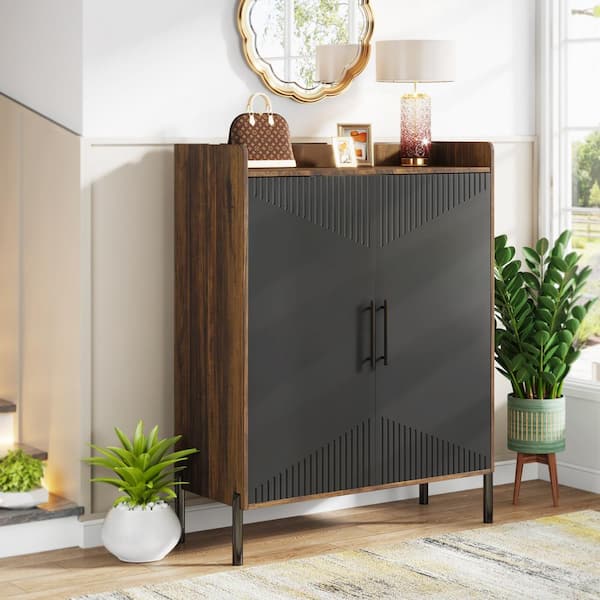 Lauren 44 in. H x 36 in. W Black Engineered Wood Shoe Storage Cabinet 6-Tier Entryway Shoe Storage Cabinet for Hallway