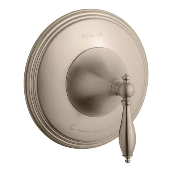 KOHLER Finial Traditional 1-Handle Thermostatic Valve Trim Kit in Vibrant Brushed Bronze (Valve Not Included)