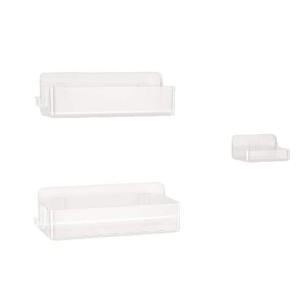 3-Pack Adhesive No-Drill Rustproof Shower Caddy in Clear Bathroom Storage Organizer Set for Bathroom, Kitchen