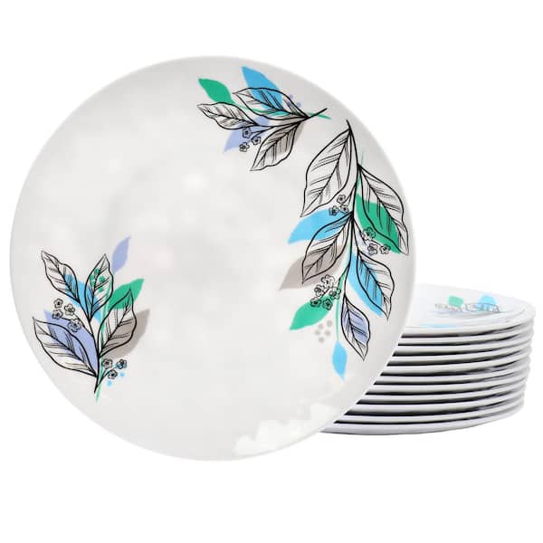Tropical Sway Vineyard 12 Piece 11 Inch Melamine Dinner Plate Set in Blue